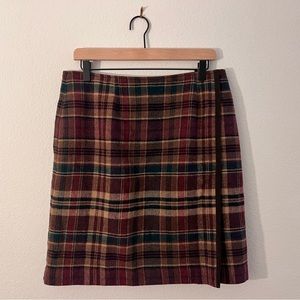 Talbots Brown Plaid Fully Lined Wool Pencil Skirt Size 14